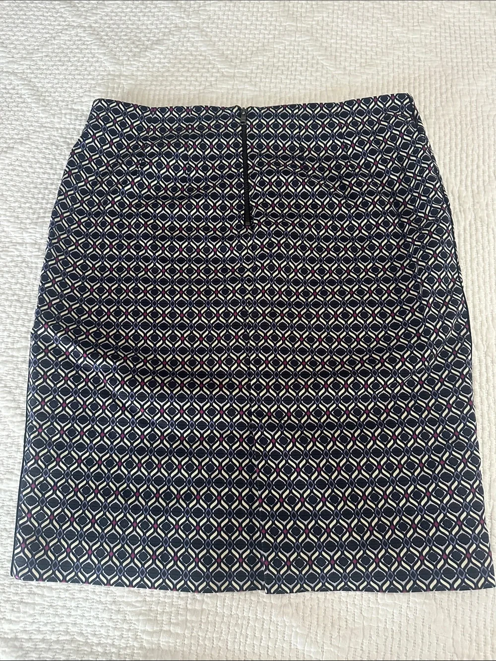 Adrianna Papell Navy Geometric Pencil Skirt Size 10 USA